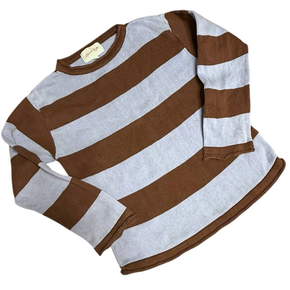 Hannah Kate 5/6 Brown Blue Stripe Knit Sweater – 100% Cotton Boutique